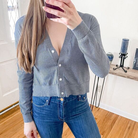 Theory Hanelee Feeder Striped Cardigan Cropped - Picture 12 of 12